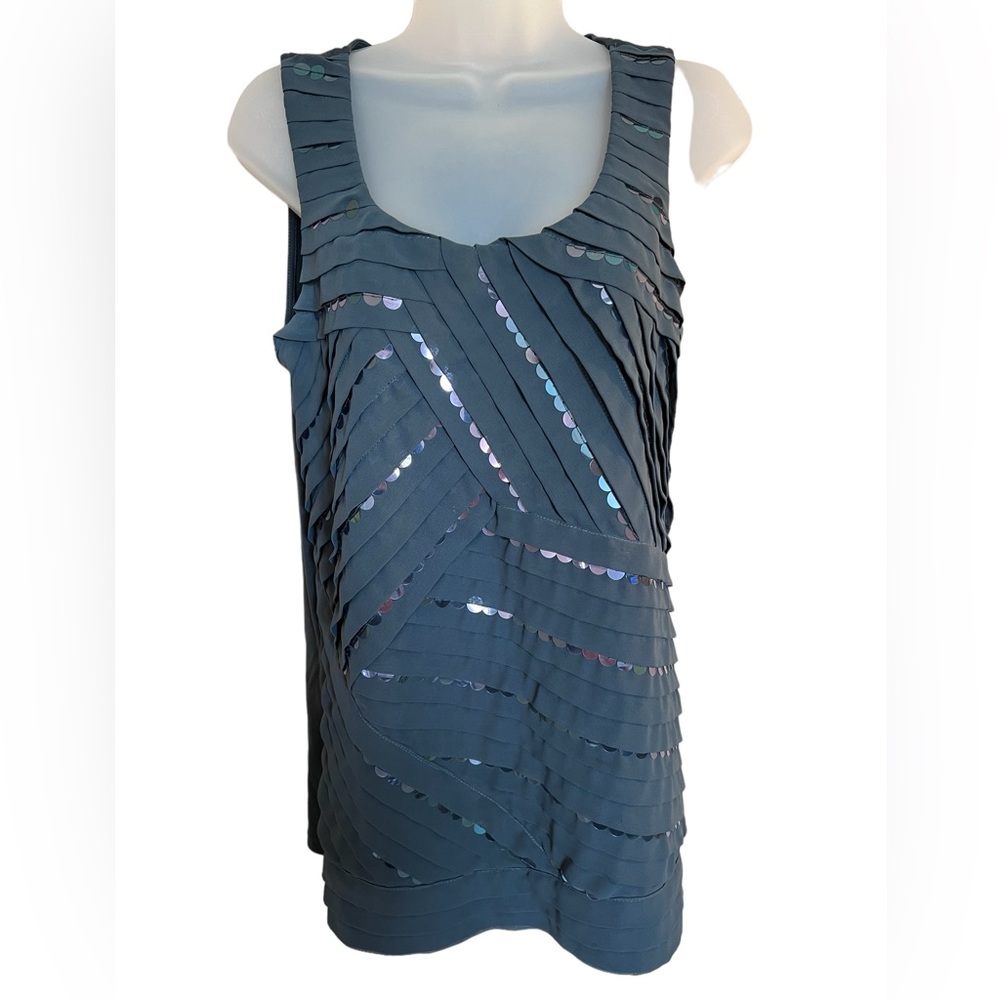 Ann Taylor Lined Tank Top with Overlapping Detail and Opalescent Sequins size M